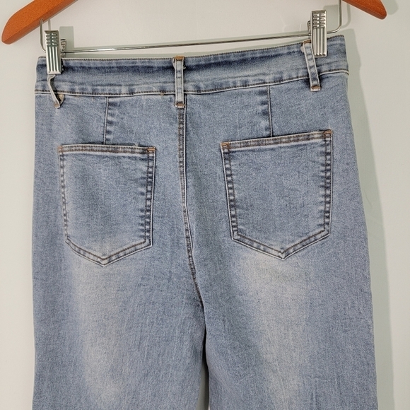 Jardin By Macris Women's Bell Bottom Raw Hem High-Rise Rock & Roll Jeans Size L - Picture 5 of 10